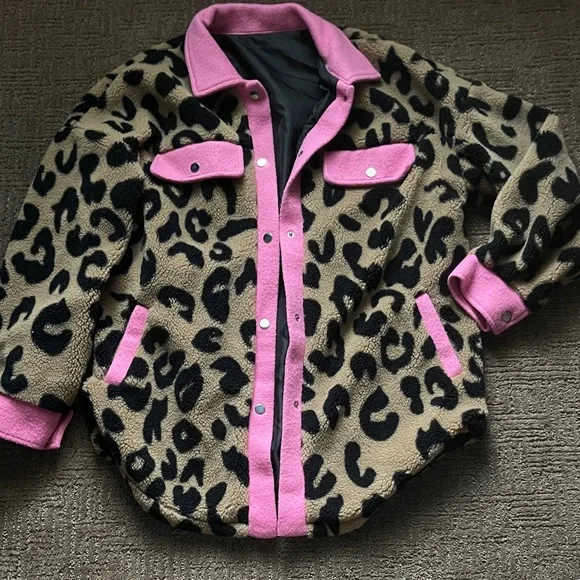 Leopard Print Jacket with Pink Accents - Picture 1 of 4